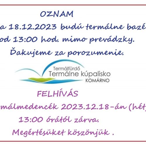 Oznam TK - 18.12.23